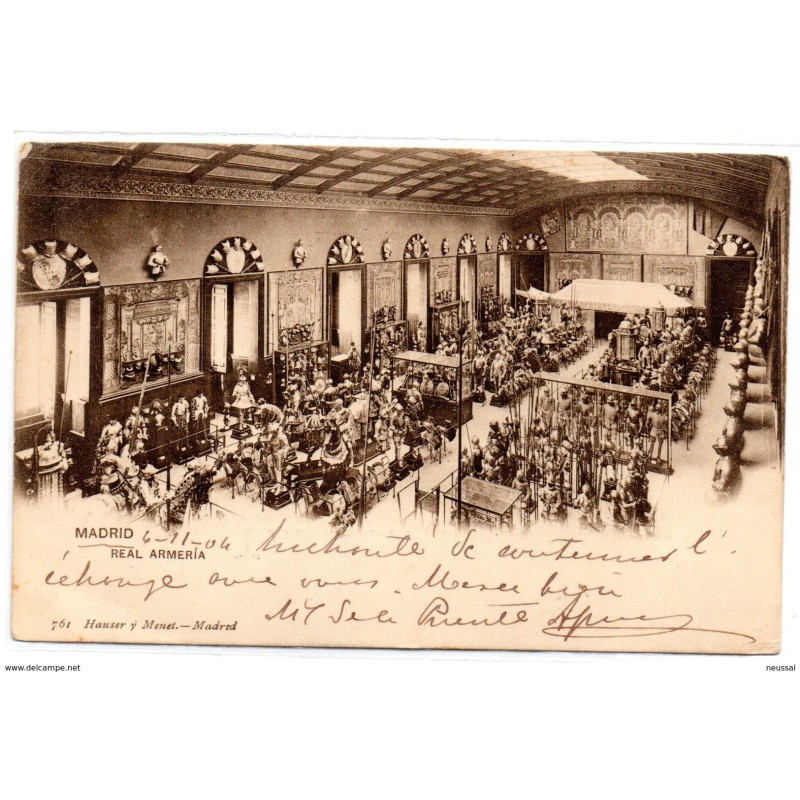 Tarjeta postal de la Real Armeria circulada 1904 Madrid Tarjeta postal de la Real Armeria circulada 1904 Madrid