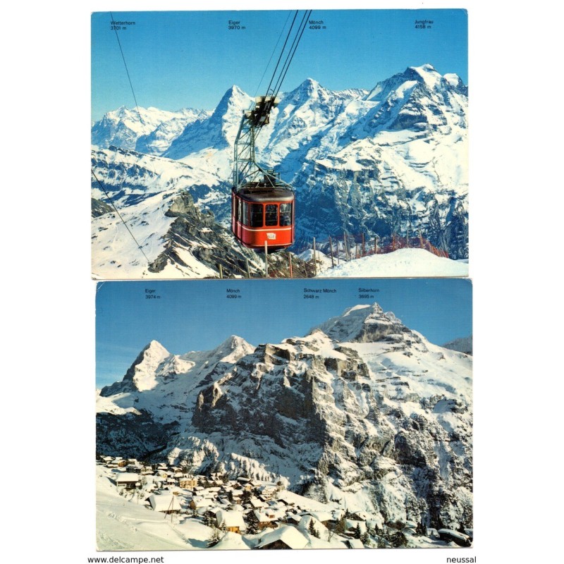 2 tarjetas postal de Murren con matasellos schilthorn 2 tarjetas postal de Murren con matasellos schilthorn