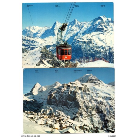 2 tarjetas postal de Murren con matasellos schilthorn