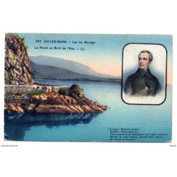 Tarjeta postal  aix les bains la route au bord de leau