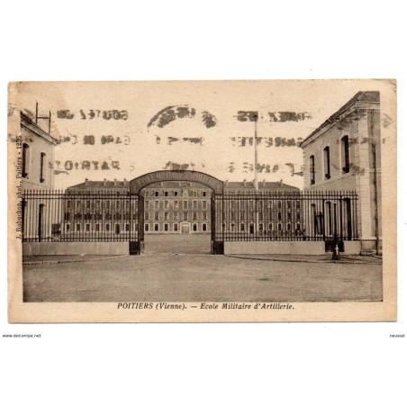 Tarjeta postal circulada poitiers  ecole militaire dartillerie