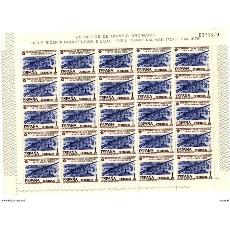 Serie n 23225 en pliego de 25 sellos España Serie n 23225 en pliego de 25 sellos España