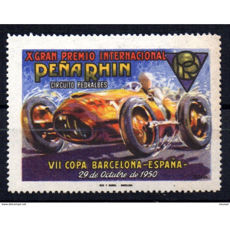 Viñeta X gran premio internacional peña rhin circuito pedralbes 1950 Viñeta X gran premio internacional peña rhin circuito pedralbes 1950