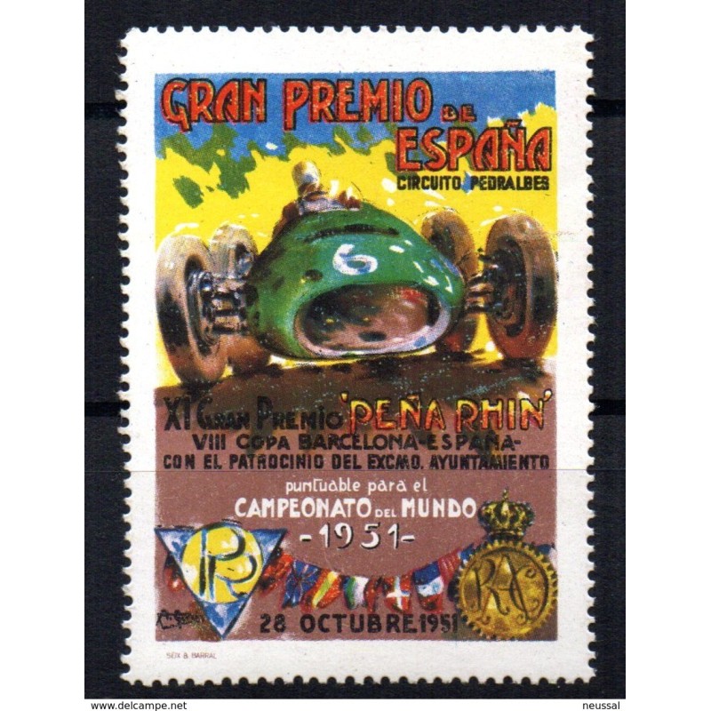 Viñeta XI gran premio internacional peña rhin circuito pedralbes 1951 Viñeta XI gran premio internacional peña rhin circuito pedralbes 1951