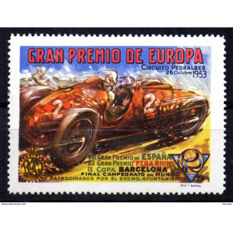 Viñeta gran premio internacional peña rhin circuito pedralbes 1953 Viñeta gran premio internacional peña rhin circuito pedralbes 1953