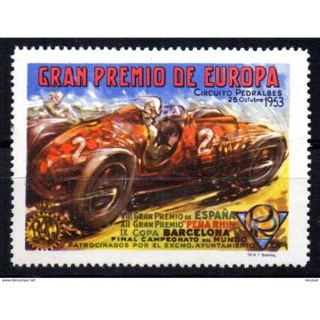 Viñeta  gran premio internacional peña rhin  circuito pedralbes 1953