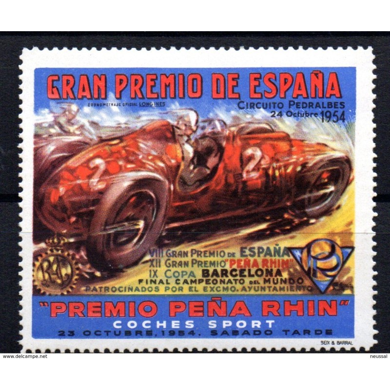Viñeta gran premio internacional peña rhin circuito pedralbes 1954 Viñeta gran premio internacional peña rhin circuito pedralbes 1954