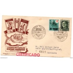 Carta con matasellos commemorativo exposicion filatelica de melilla 1951