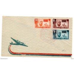Carta con matasellos  commemorativo en rojo primera emision correo aereo