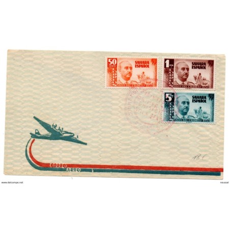 Carta con matasellos  commemorativo en rojo primera emision correo aereo