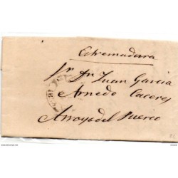 Carta prefilatelica  dirigida a arroyo del puerco caceres
