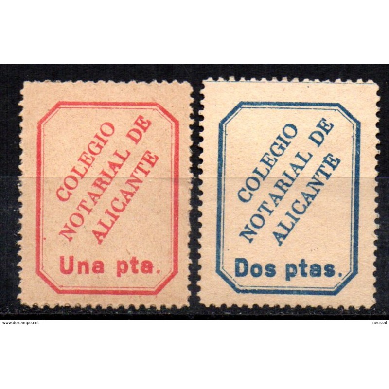 Viñetas colegio notarial de alicante una y dos ptas Viñetas colegio notarial de alicante una y dos ptas