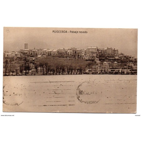 Tarjeta postal circulada de puigcerda  paisaje nevado