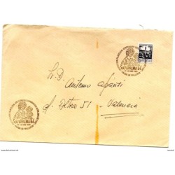 Carta  con matasellos commemorativo de exposcion filatelica nuestras señora de lluc  mallorca con sello de mutualidad