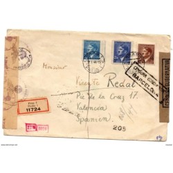 Carta circulada con censura militar barcelona  y censura alemana 1944