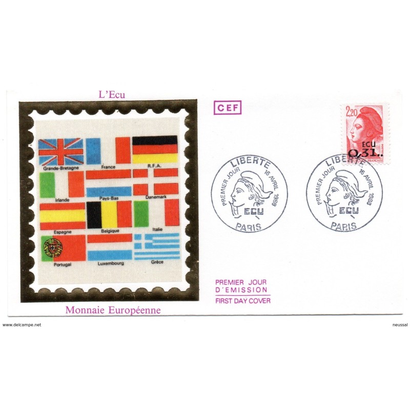 Sobre de primer dia francia de 1988 Ecu Sobre de primer dia francia de 1988 Ecu