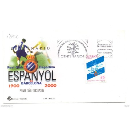 Sobre de primer dia  Español club de futbol de 2000