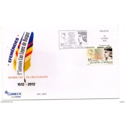 Carta con matasellos commemorativo la leyes de burgos2013