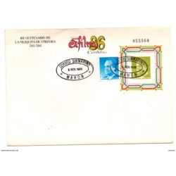 Sobre entero postal circulado con matasellos correo submarino mahon y matasellos paquebot 1988