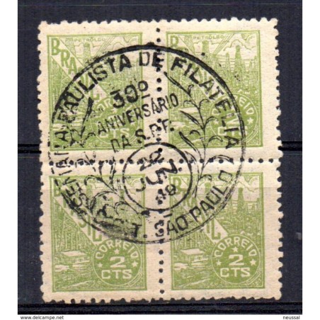 Sello  en bloque de 4 bonito matasellos  n 463A  Brasil