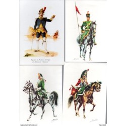 5 tarjetas postales de uniformes militares