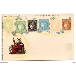 Tarjeta postal  les premiers timbres de la republique franaise