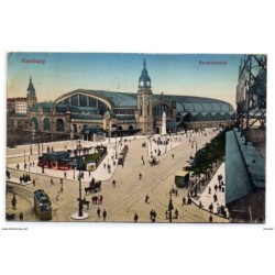 Tarjeta postal de hamburgo circulada hauptbahnhof