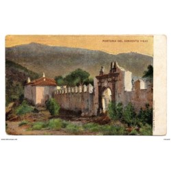2 tarjetas postales de porteria del convento viejo y entrada al convento con publicidad tonico digestivo