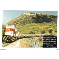 Tarjeta postal centenario ferrocarril alicantedenia con sello personalizado