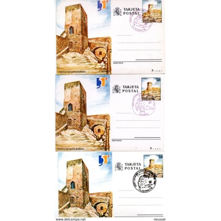 3 enteros postales diferentes matasellos alicante 1990 uno con perforacion
