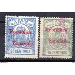 2 sellos de fiscales  timbre para facturas sobrecarga republica española