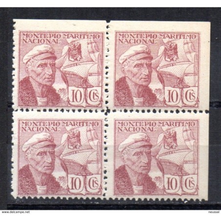 Sello en bloque de 4 montepio maritimo nacional