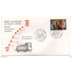 Carta con matasellos commemorativo ferrocarril grao valencia xativa