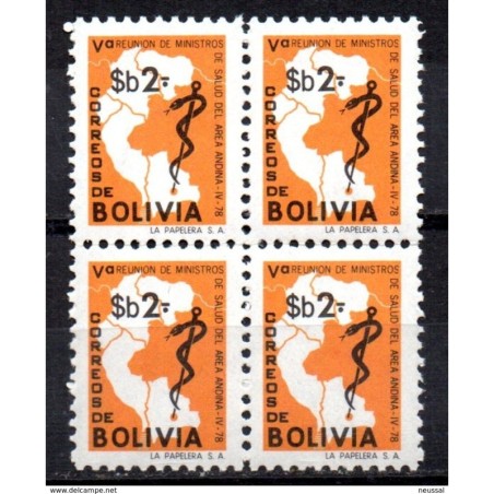 Sello  n 572 en bloque de 4  Bolivia