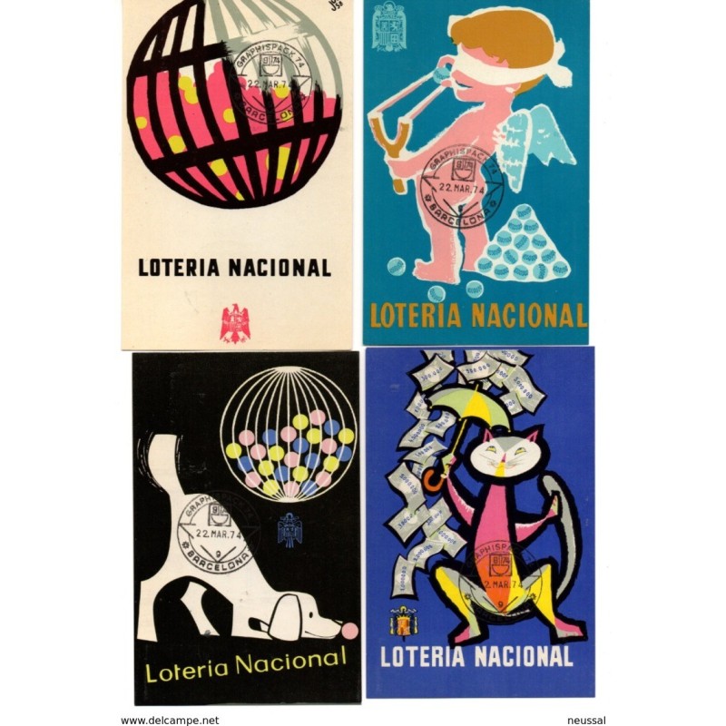 Coleccion de tarjetas postales serie A carteles premiados loteria nacional Coleccion de tarjetas postales serie A carteles premiados loteria nacional
