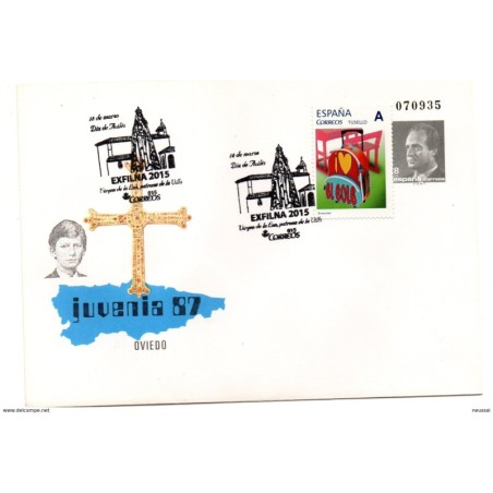 Sobre entero postal con matasellos exfilna de 2015 y sello personalizado