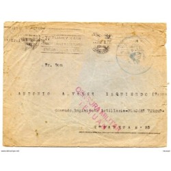 Carta con censura militar tetuan dirigida a comando de artilleria flechas verdes  estafeta n 25