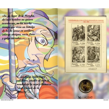 Estuche de sellos  moneda  commemorativos  Don quijote de la mancha
