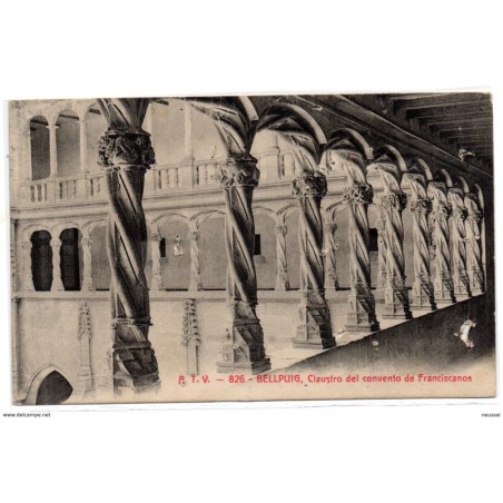 Tarjeta postal de bellpuig  claustro franciscanos