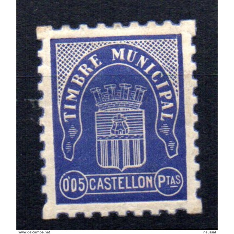 Viñeta de timbre municipal castellon de 5cts azul Viñeta de timbre municipal castellon de 5cts azul
