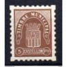 Viñeta de timbre municipal castellon de 5 pesetas marron