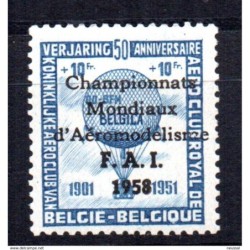 Sello local de aeroclub royal de  Belgica con sorecarga1958