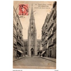 Postal circulada de 1906 San sebastian iglesia del buen pastor