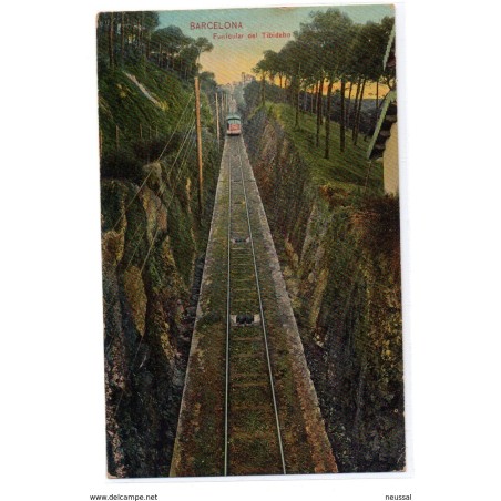 Postal circulada de 1911 funicular del tibidabo