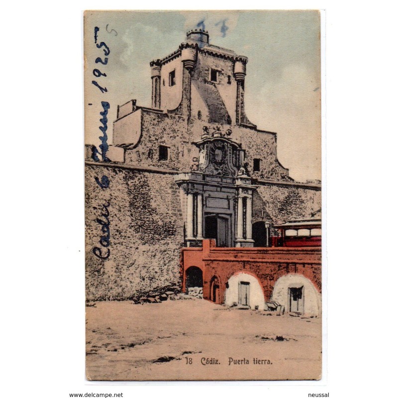 Postal circulada de 1925 de cadiz Puerta tierra Postal circulada de 1925 de cadiz Puerta tierra