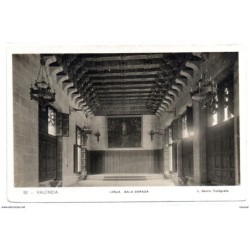 Postal  de valencia Lonja sala dorada