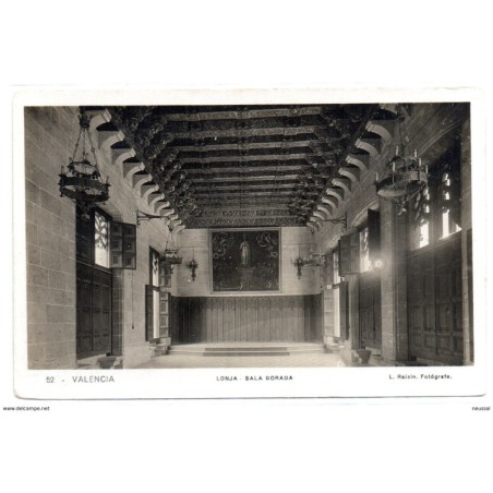 Postal  de valencia Lonja sala dorada