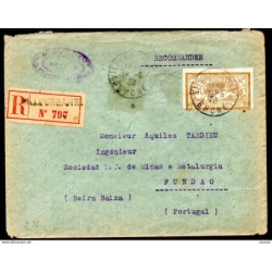 Carta certificada de 1920 y llegada a portugal Francia