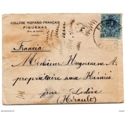 Carta con matasellos de figueres  gerona de 1920