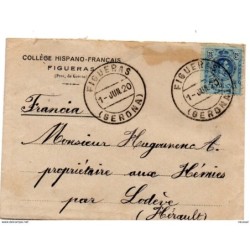 Sobre con carta con matasellos de figueres  gerona de 1920 1 junio